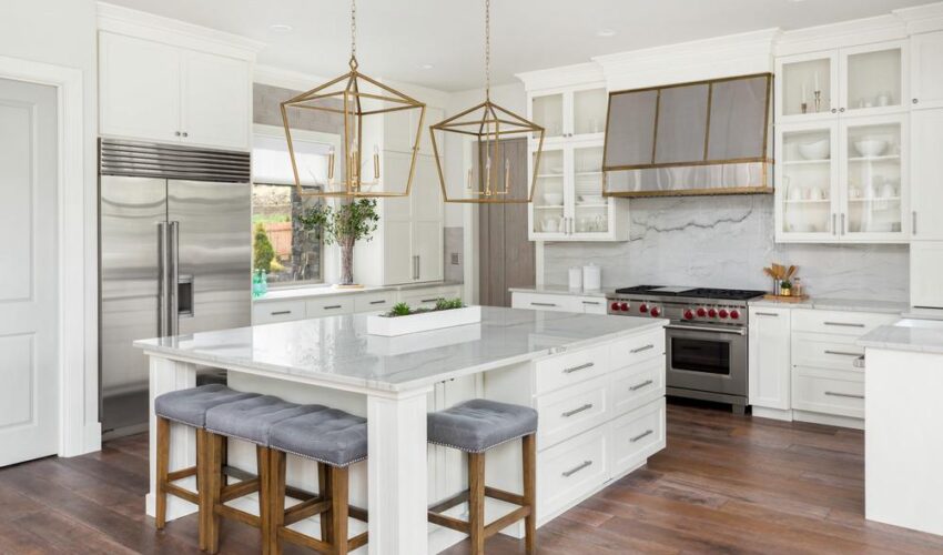 Modern upgraded kitchen with new cabinets, countertops, and appliances