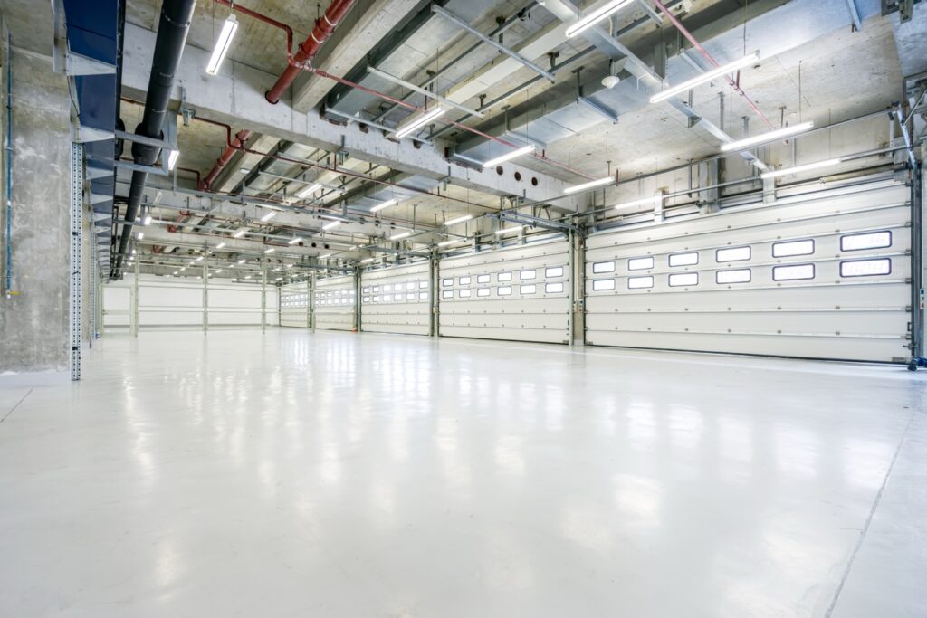 commercial flooring in a warehouse.
