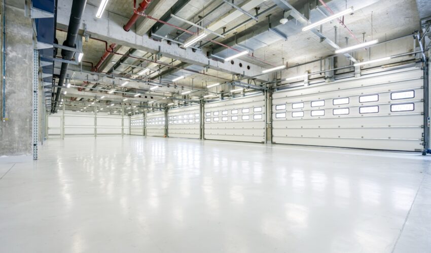 commercial flooring in a warehouse.