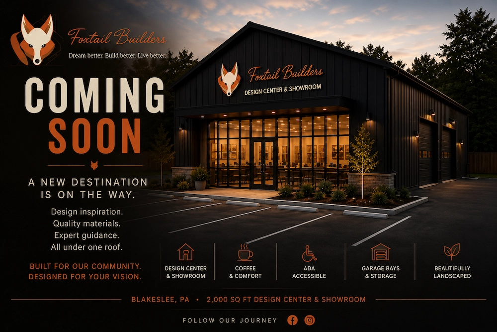 Concept rendering of the Foxtail Builders showroom in Blakeslee, Pennsylvania